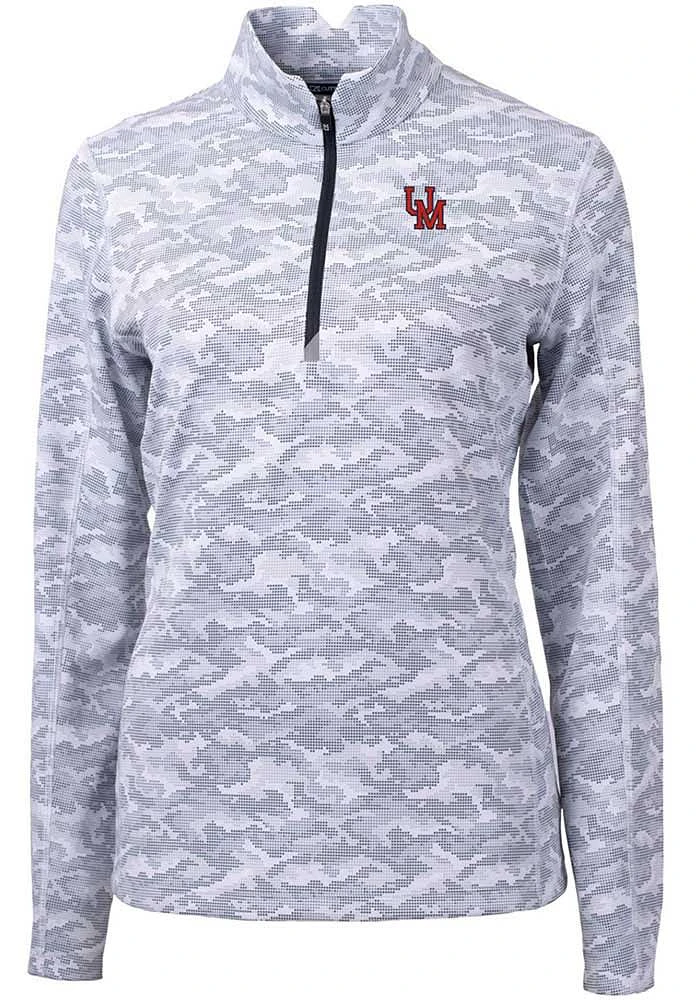 Cutter and Buck Ole Miss Rebels Womens Grey Traverse Camo Qtr Zip
