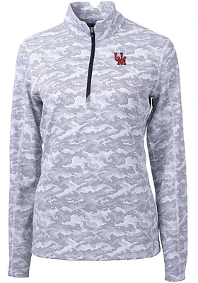 Cutter and Buck Ole Miss Rebels Womens Grey Traverse Camo Qtr Zip