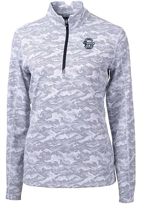 Cutter and Buck Penn State Nittany Lions Womens Grey Traverse Camo Qtr Zip