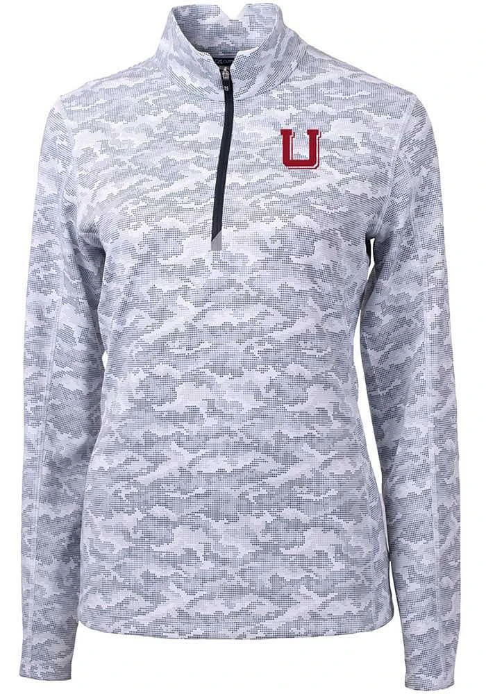 Cutter and Buck Utah Utes Womens Grey Traverse Camo Qtr Zip