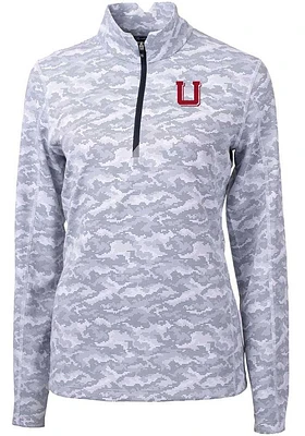 Cutter and Buck Utah Utes Womens Grey Traverse Camo Qtr Zip