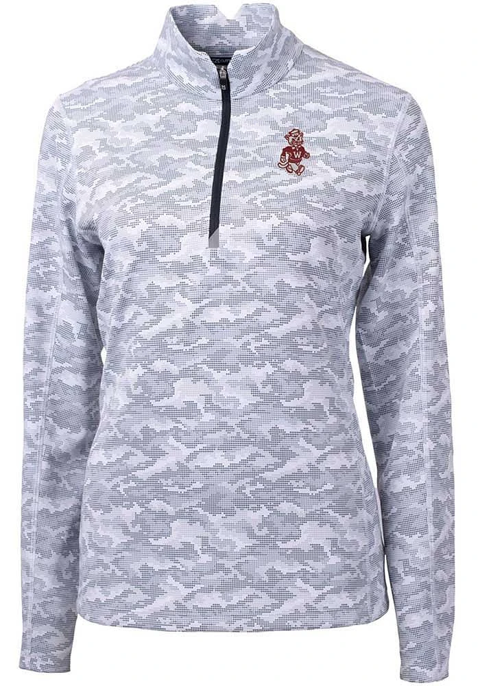 Cutter and Buck Washington State Cougars Womens Grey Traverse Camo Qtr Zip