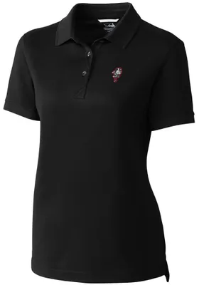 Womens Ohio State Buckeyes Black Cutter and Buck Advantage Pique Short Sleeve Polo Shirt