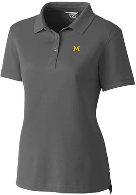 Cutter and Buck Michigan Wolverines Womens Vault Advantage Pique Short Sleeve Polo Shirt