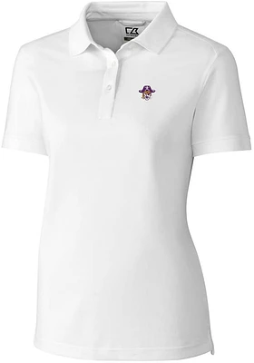 Cutter and Buck East Carolina Pirates Womens White Vault Advantage Short Sleeve Polo Shirt