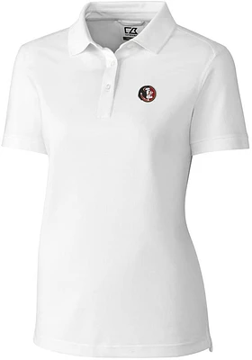 Cutter and Buck Florida State Seminoles Womens White Vault Advantage Short Sleeve Polo Shirt