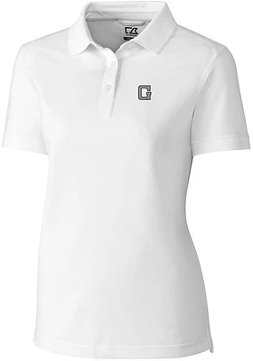 Cutter and Buck Georgetown Hoyas Womens White Vault Advantage Short Sleeve Polo Shirt