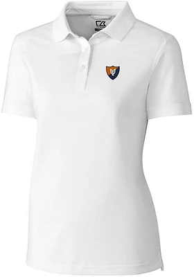 Womens Illinois Fighting Illini White Cutter and Buck Vault Advantage Pique Short Sleeve Polo Sh..