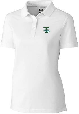 Cutter and Buck Tulane Green Wave Womens White Vault Advantage Pique Short Sleeve Polo Shirt