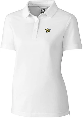 Cutter and Buck West Virginia Mountaineers Womens White Vault Advantage Pique Short Sleeve Polo ..