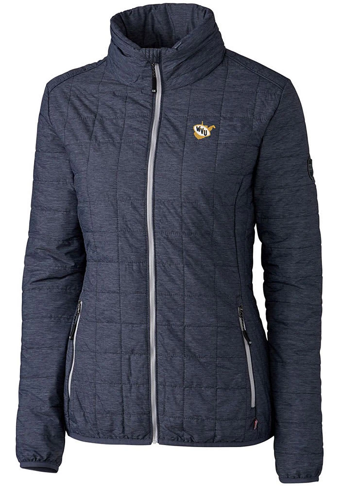 Cutter and Buck West Virginia Mountaineers Womens Grey Rainier PrimaLoft Puffer Filled Jacket