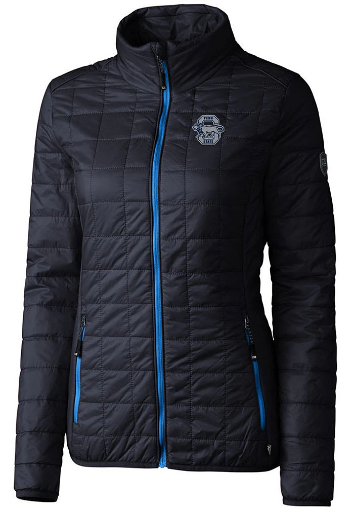 Cutter and Buck Penn State Nittany Lions Womens Navy Blue Vault Rainier PrimaLoft Puffer Filled Ja..