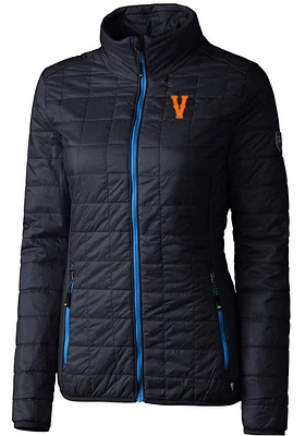 Cutter and Buck Virginia Cavaliers Womens Navy Blue Vault Rainier PrimaLoft Puffer Filled Jacket