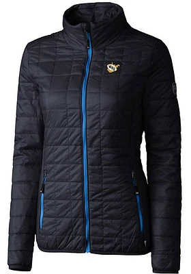 Cutter and Buck West Virginia Mountaineers Womens Navy Blue Vault Rainier PrimaLoft Puffer Fille..