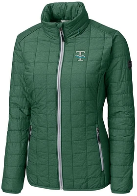Cutter and Buck Tulane Green Wave Womens Rainier PrimaLoft Puffer Filled Jacket