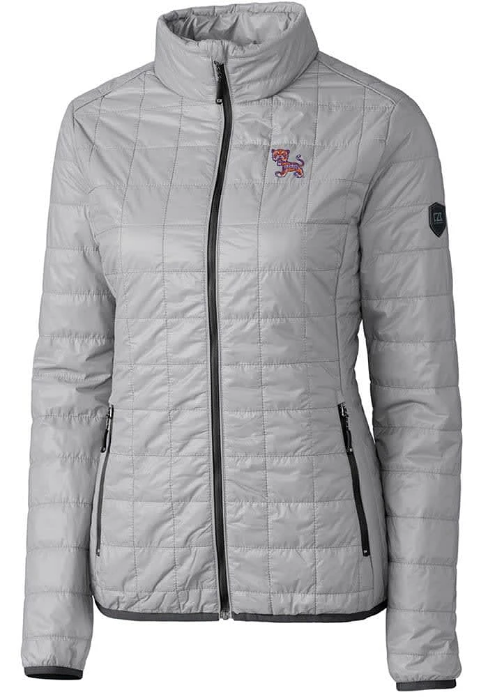 Cutter and Buck Clemson Tigers Womens Grey Rainier PrimaLoft Puffer Filled Jacket