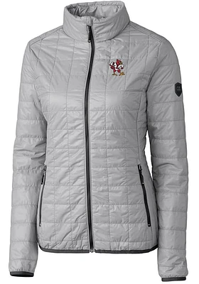 Cutter and Buck Louisville Cardinals Womens Grey Vault Rainier PrimaLoft Puffer Filled Jacket