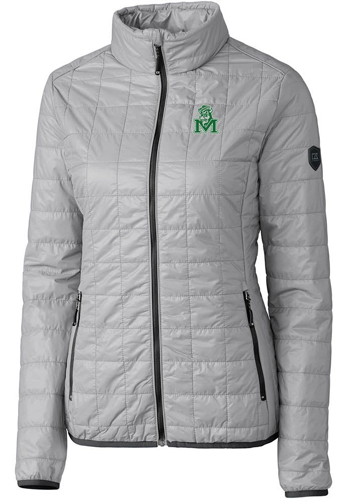 Cutter and Buck Marshall Thundering Herd Womens Grey Rainier PrimaLoft Puffer Filled Jacket