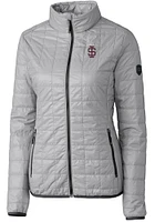 Cutter and Buck Southern Illinois Salukis Womens Grey Rainier PrimaLoft Puffer Filled Jacket