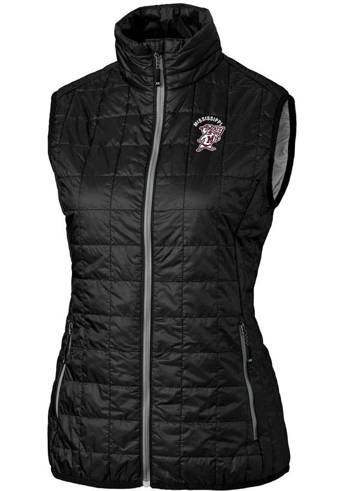 Cutter and Buck Mississippi State Bulldogs Womens Black Rainier PrimaLoft Puffer Vest