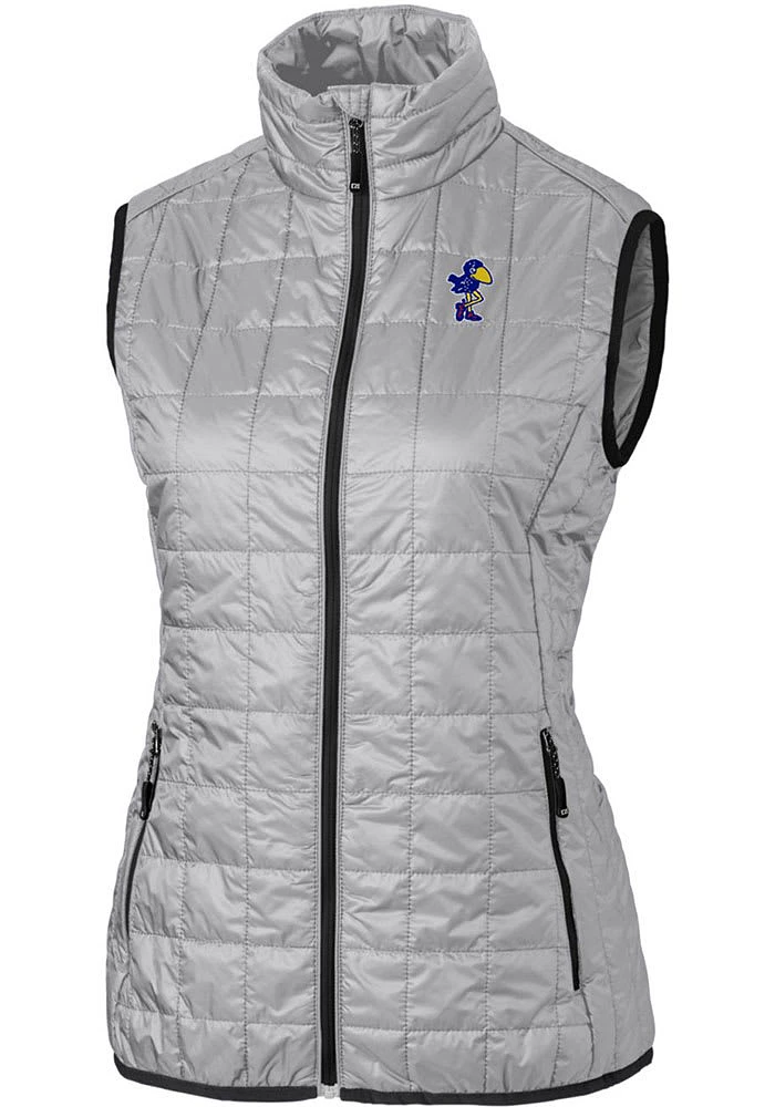 Cutter and Buck Kansas Jayhawks Womens Grey Vault Rainier PrimaLoft Puffer Vest