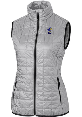 Cutter and Buck Kansas Jayhawks Womens Grey Vault Rainier PrimaLoft Puffer Vest