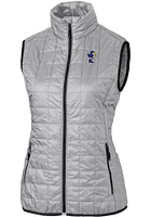 Cutter and Buck Kansas Jayhawks Womens Grey Vault Rainier PrimaLoft Puffer Vest