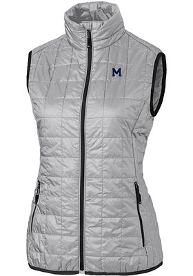 Cutter and Buck Michigan Wolverines Womens Grey Vault Rainier PrimaLoft Puffer Vest