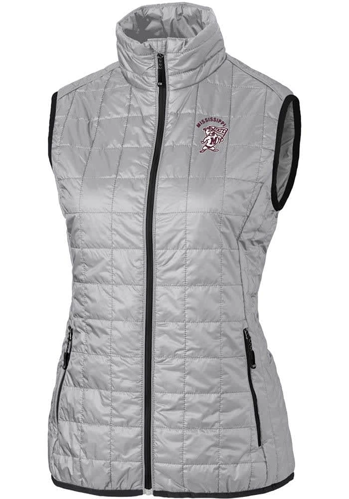 Cutter and Buck Mississippi State Bulldogs Womens Grey Vault Rainier PrimaLoft Vest