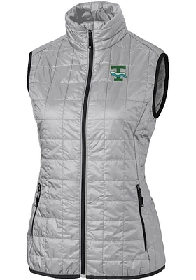 Cutter and Buck Tulane Green Wave Womens Grey Vault Rainier PrimaLoft Puffer Vest