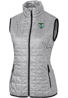 Cutter and Buck Tulane Green Wave Womens Grey Vault Rainier PrimaLoft Puffer Vest