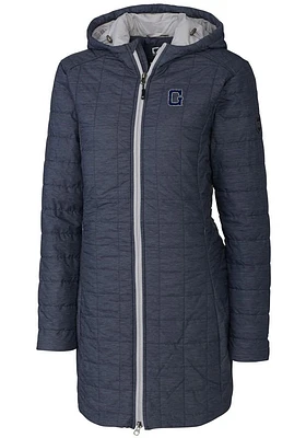 Cutter and Buck Georgetown Hoyas Womens Grey Rainier Primaloft Long Filled Jacket