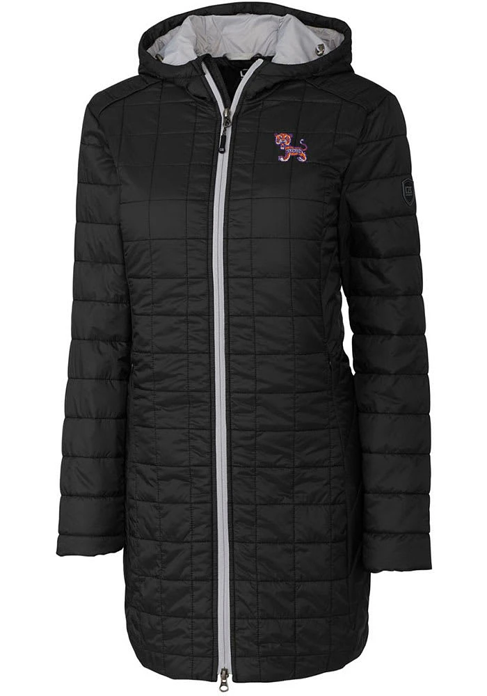 Cutter and Buck Clemson Tigers Womens Black Rainier Primaloft Long Filled Jacket