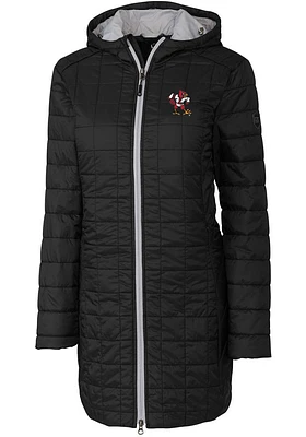 Cutter and Buck Louisville Cardinals Womens Black Rainier Primaloft Long Filled Jacket