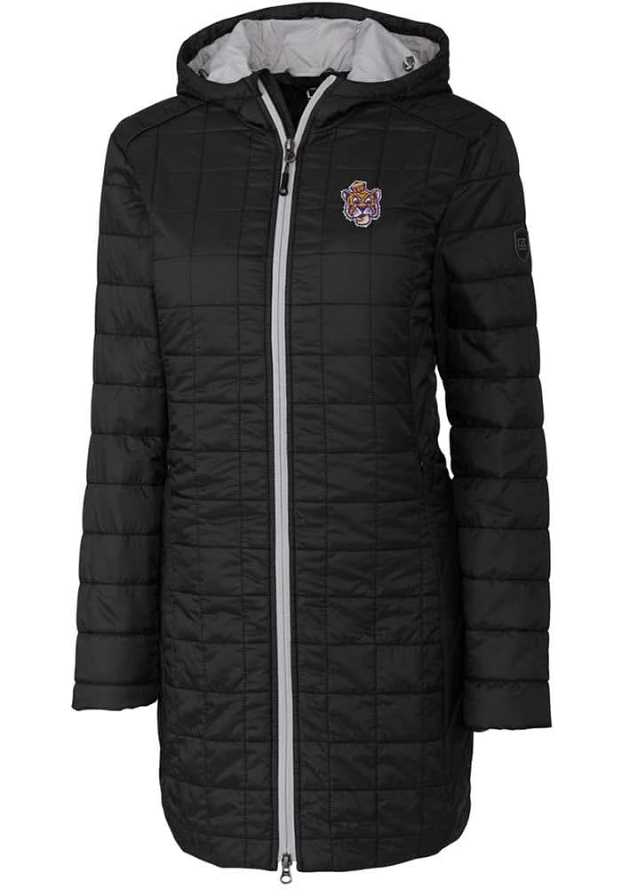 Cutter and Buck LSU Tigers Womens Black Rainier Primaloft Long Filled Jacket