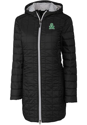 Cutter and Buck Marshall Thundering Herd Womens Black Vault Rainier Primaloft Long Filled Jacket
