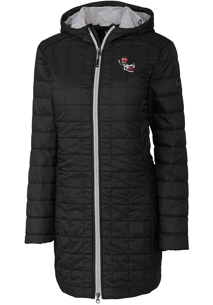Cutter and Buck NC State Wolfpack Womens Black Rainier Primaloft Long Filled Jacket