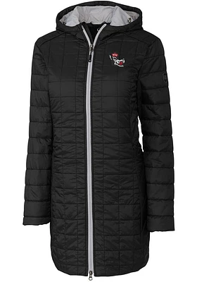 Cutter and Buck NC State Wolfpack Womens Black Rainier Primaloft Long Filled Jacket