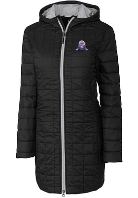 Womens Northwestern Wildcats Black Cutter and Buck Rainier Primaloft Long Filled Jacket