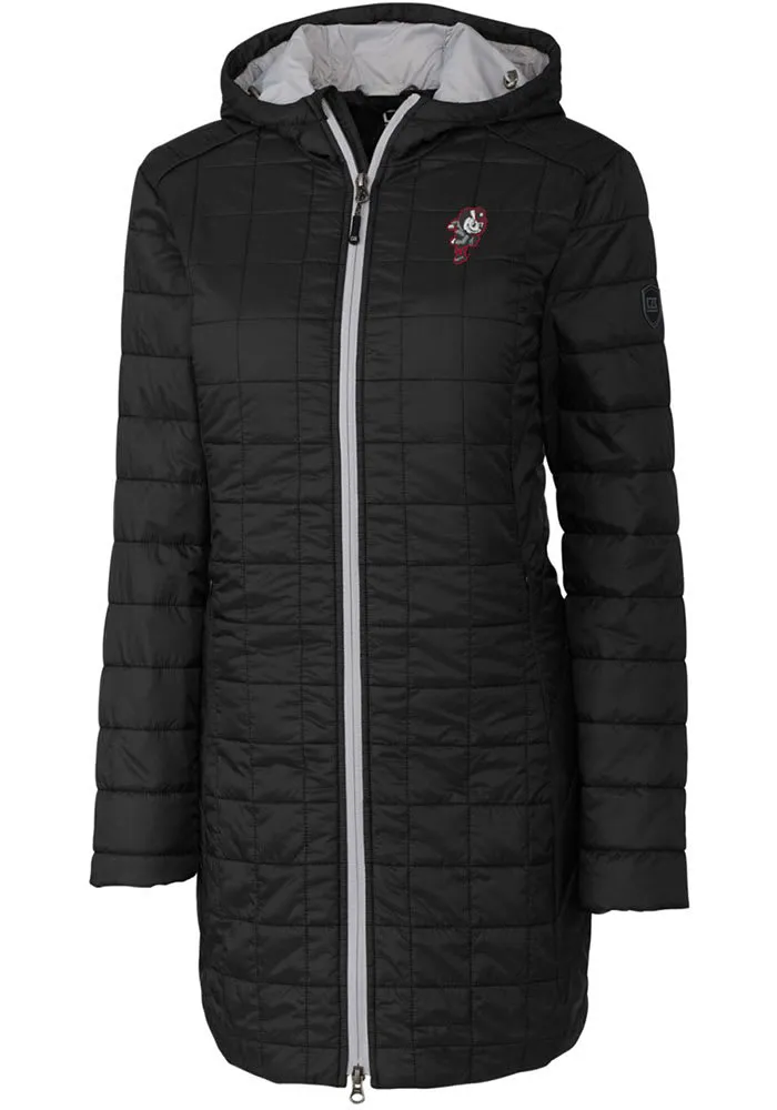 Womens Ohio State Buckeyes Black Cutter and Buck Rainier Primaloft Long Filled Jacket