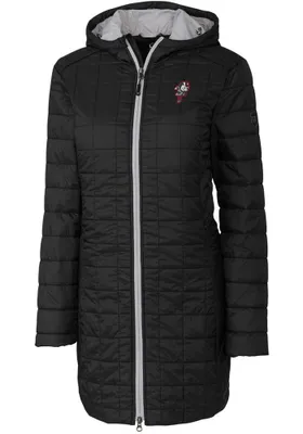 Womens Ohio State Buckeyes Black Cutter and Buck Rainier Primaloft Long Filled Jacket