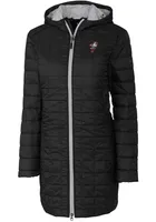 Womens Ohio State Buckeyes Black Cutter and Buck Rainier Primaloft Long Filled Jacket