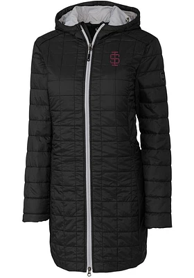 Cutter and Buck Southern Illinois Salukis Womens Black Rainier Primaloft Long Filled Jacket