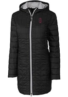 Cutter and Buck Southern Illinois Salukis Womens Black Rainier Primaloft Long Filled Jacket