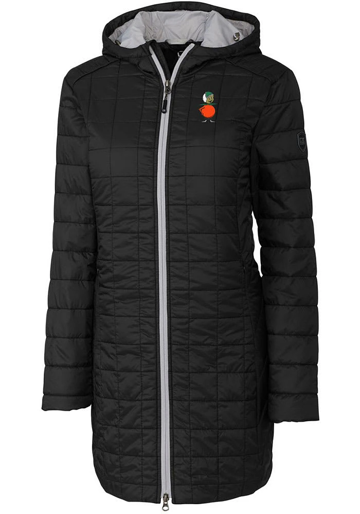 Cutter and Buck UCF Knights Womens Black Rainier Primaloft Long Filled Jacket