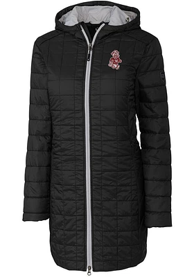 Cutter and Buck Washington State Cougars Womens Black Rainier Primaloft Long Filled Jacket