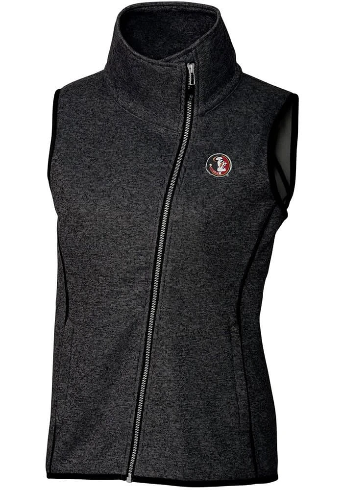 Cutter and Buck Florida State Seminoles Womens Grey Vault Mainsail Asymmetrical Vest
