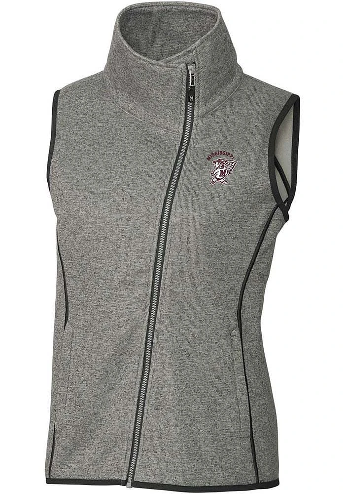 Cutter and Buck Mississippi State Bulldogs Womens Grey Vault Mainsail Asymmetrical Vest