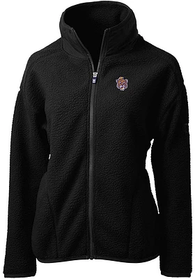 Cutter and Buck LSU Tigers Womens Black Cascade Eco Sherpa Long Sleeve Full Zip Jacket
