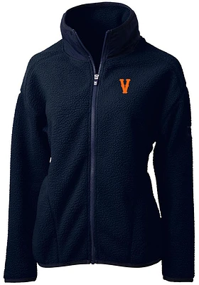 Cutter and Buck Virginia Cavaliers Womens Navy Blue Cascade Eco Sherpa Long Sleeve Full Zip Jack..